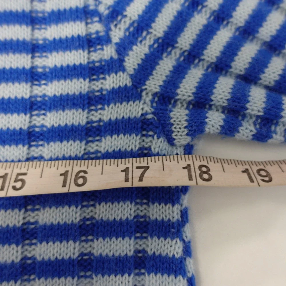 Vintage 1970s Womens Small Blue Striped Turtleneck Sweater Union‎ Made Retro USA